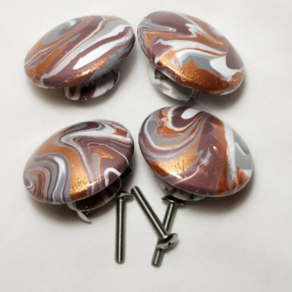 Hand Crafted Wood Resin Knobs Decorative Cabinet Door Kitchen Dresser Antique